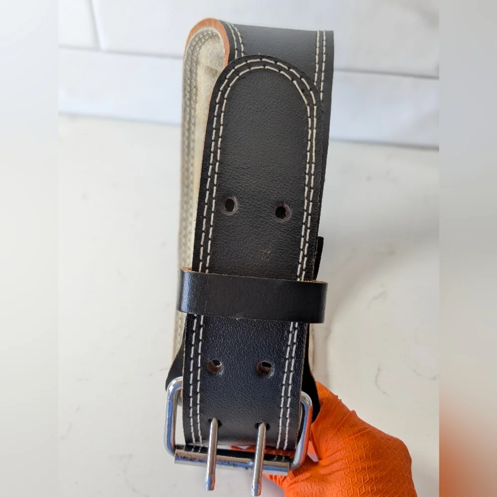 Black Leather Men's Work Utility Labor Belt Size S Made In Pakistan